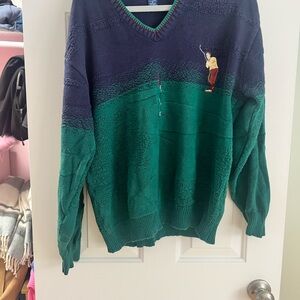 Men's Green and Blue Sweater